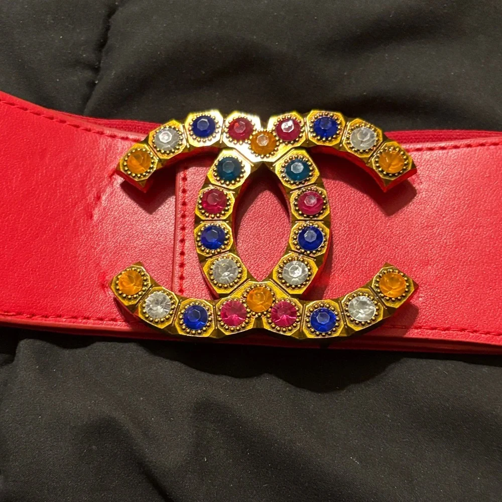 Fashion Red Dress Stretchy Women's Belt